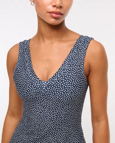 Abercrombie & Fitch Ypb Sculptlux V-neck Mini Dress In Blue