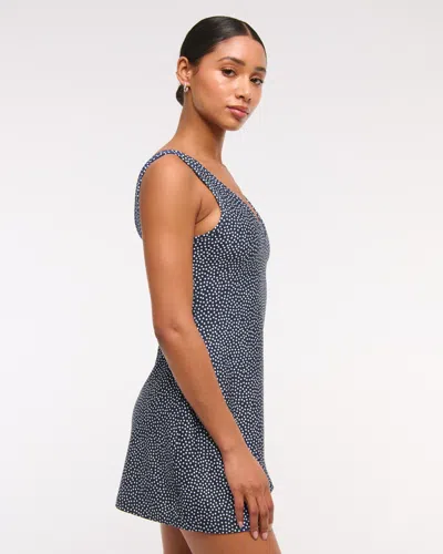 Abercrombie & Fitch Ypb Sculptlux V-neck Mini Dress In Blue