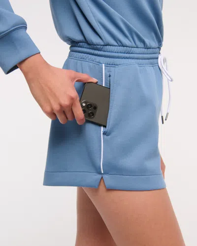 Abercrombie & Fitch Ypb Neoknit Long-sleeve Half-zip Romper In Blue