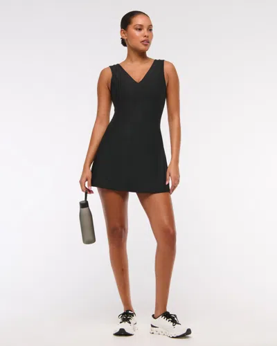 Abercrombie & Fitch Ypb Sculptlux V-neck Mini Dress In Black