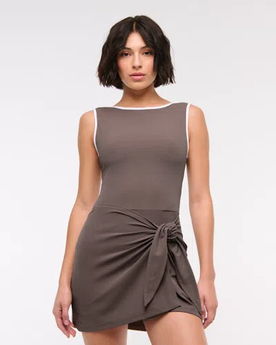 Abercrombie & Fitch Ypb Tie Game Dress In Brown