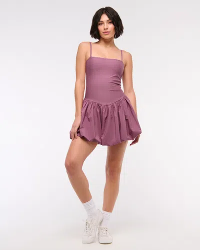 Abercrombie & Fitch Ypb Sculptlux Bubble Hem Mini Dress In Pink
