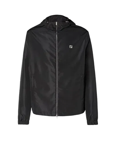 Fendi Men K-way Ny Nylon Jacket In Black