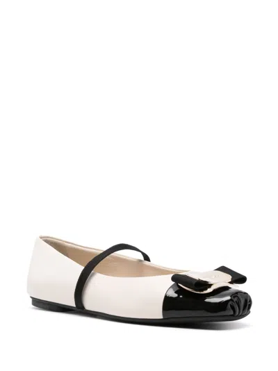 Ferragamo Leather Ballets In White
