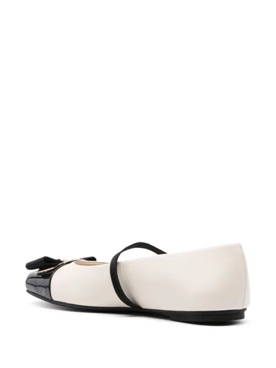 Ferragamo Leather Ballets In White