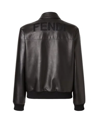 Fendi Pointed-collar Leather Jacket