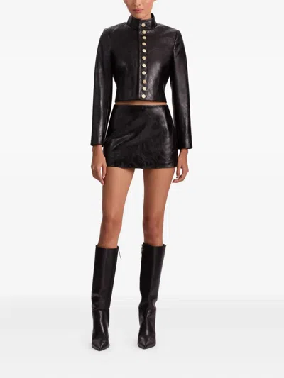 Alice And Olivia Emerson Buttoned Military Jacket In Black