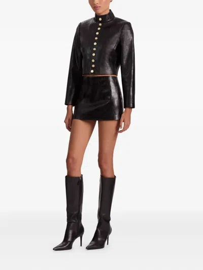 Alice And Olivia Emerson Buttoned Military Jacket In Black