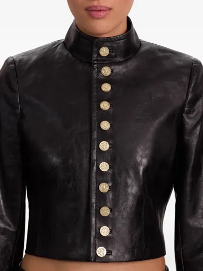 Alice And Olivia Emerson Buttoned Military Jacket In Black