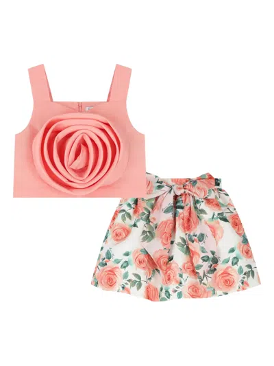 Mama Luma Rose Satin Skirt Set In Pink