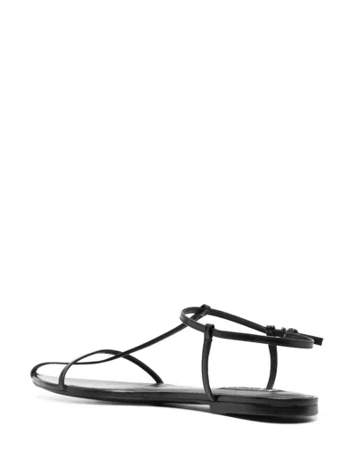 Jil Sander Leather Sandals Flat Sole Pointed Toe In Animal Print
