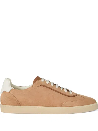 Brunello Cucinelli Leather Sneakers In Neutral