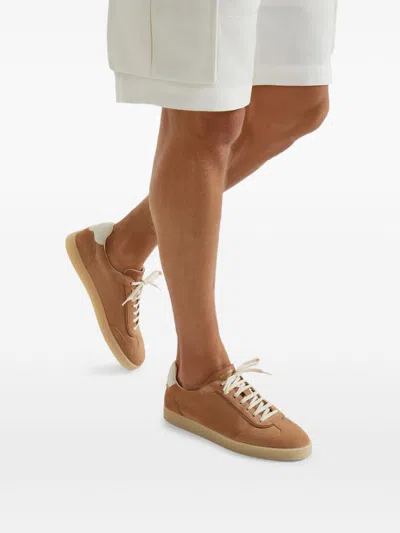 Brunello Cucinelli Leather Sneakers In Neutral