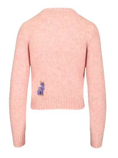 Loewe Brushed Wool Sweater Knitwear Rose In Pink