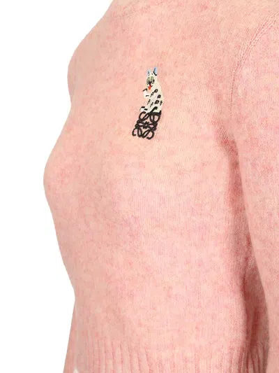 Loewe Brushed Wool Sweater Knitwear Rose In Pink