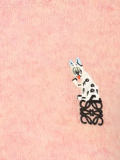 Loewe Brushed Wool Sweater Knitwear Rose In Pink
