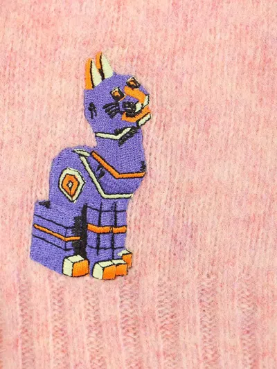 Loewe Brushed Wool Sweater Knitwear Rose In Pink