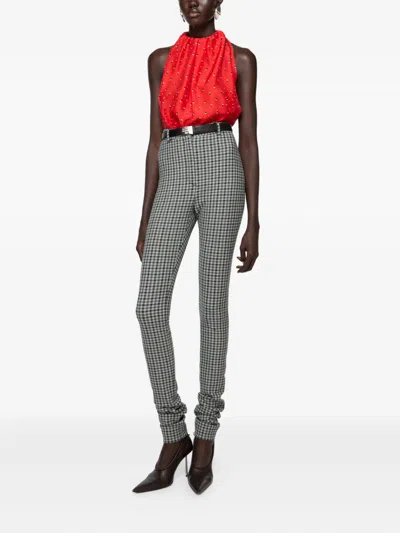 Acne Studios Gingham Check Trousers In White