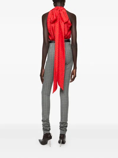 Acne Studios Gingham Check Trousers In White