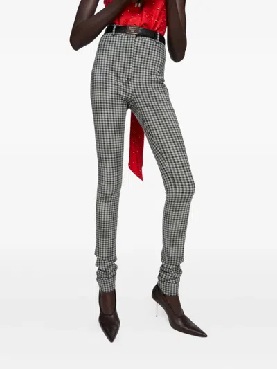 Acne Studios Gingham Check Trousers In White