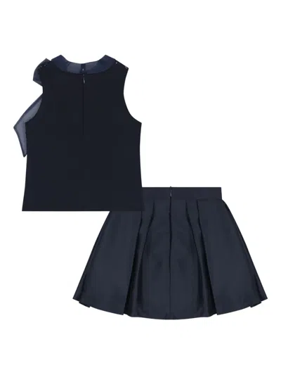 Mama Luma Bow Sequin Skirt Set In Blue