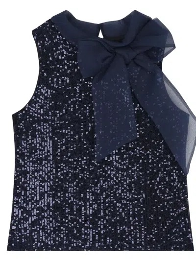 Mama Luma Bow Sequin Skirt Set In Blue