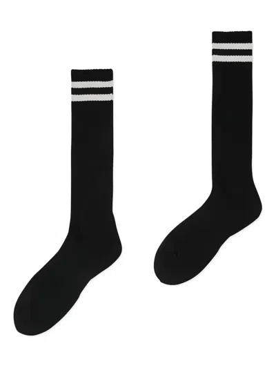 Noir Kei Ninomiya Striped-detail Socks In Black