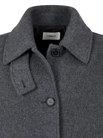 Studio Tomboy Hooded Scarf Coat In Gray