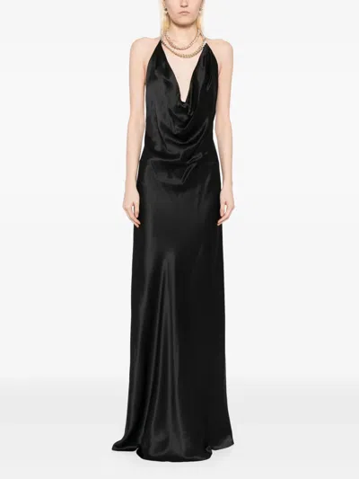 Michelle Mason Halterneck Gown In Brown