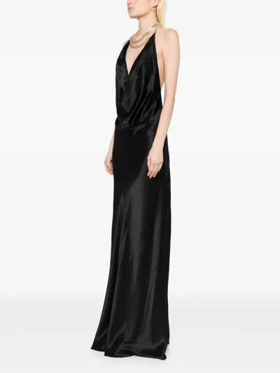 Michelle Mason Halterneck Gown In Brown