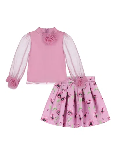 Mama Luma Floral Skirt Set In Pink