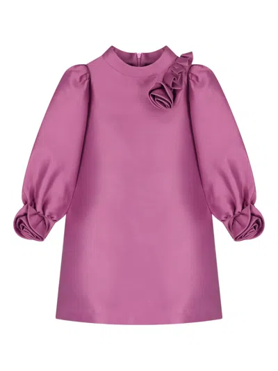 Mama Luma Flowers Satin Dress In Pink