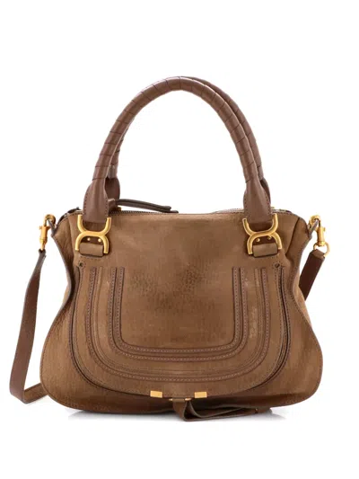 Pre-owned Chloé Marcie Nubuck Medium Satchel In Brown