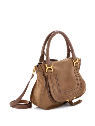 Pre-owned Chloé Marcie Nubuck Medium Satchel In Brown