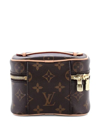 Pre-owned Louis Vuitton Nice Vanity Case Monogram Canvas Nano Pouch In Brown