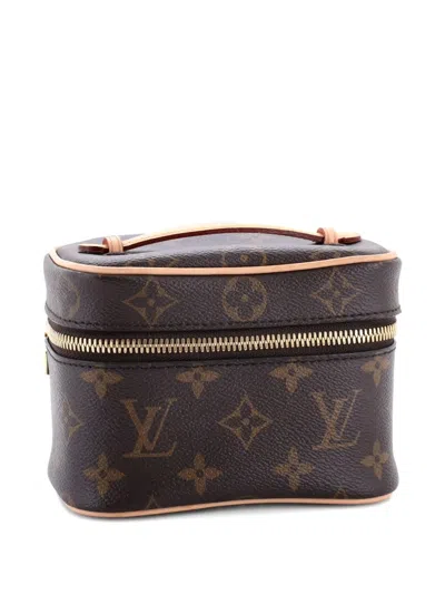 Pre-owned Louis Vuitton Nice Vanity Case Monogram Canvas Nano Pouch In Brown