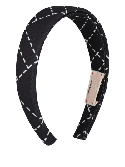 Elisabetta Franchi Striped-pattern Headband In Black
