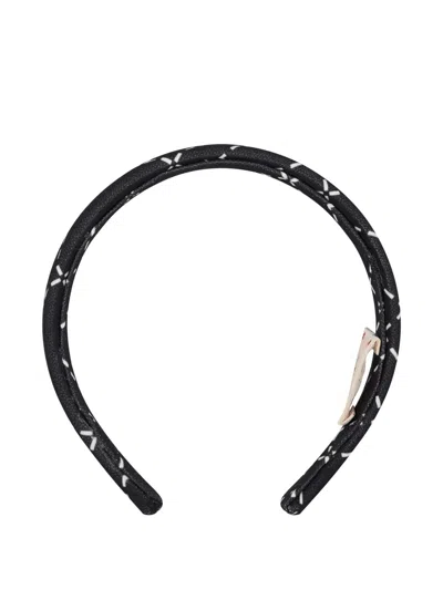 Elisabetta Franchi Striped-pattern Headband In Black
