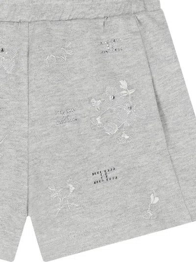 Elisabetta Franchi Floral-embroidery Casual Shorts In Gray