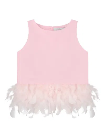 Mama Luma Feather Roses Skirt Set In Pink