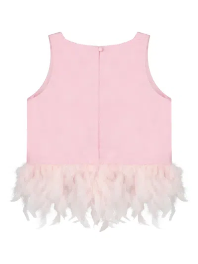 Mama Luma Feather Roses Skirt Set In Pink