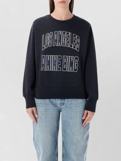 Anine Bing Fleece Crewneck Long Sleeve Relaxed Sweatshirt In Blue