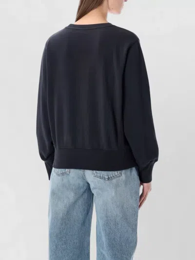 Anine Bing Fleece Crewneck Long Sleeve Relaxed Sweatshirt In Blue