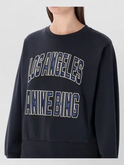 Anine Bing Fleece Crewneck Long Sleeve Relaxed Sweatshirt In Blue