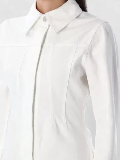 Alaïa Denim Jumpsuit Round Cut Long Sleeves In White