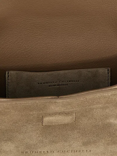 Brunello Cucinelli Monile Suede Bag Clutch Gray