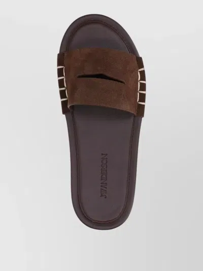 Jw Anderson Mules Ballet Style Suede Upper Open Toe In Brown