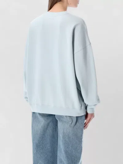 Anine Bing Logo Cotton Crew Neck Sweatshirt In Blue