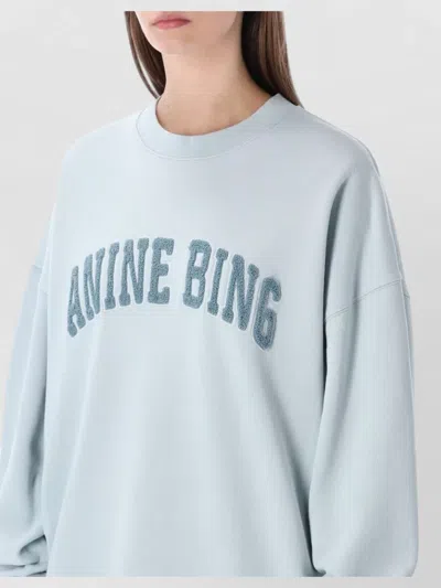 Anine Bing Logo Cotton Crew Neck Sweatshirt In Blue
