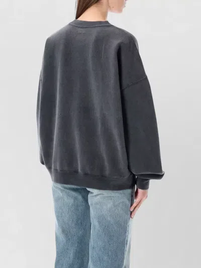 Anine Bing Miles Crew Neck Logo Oversized Sweatshirt In Gray